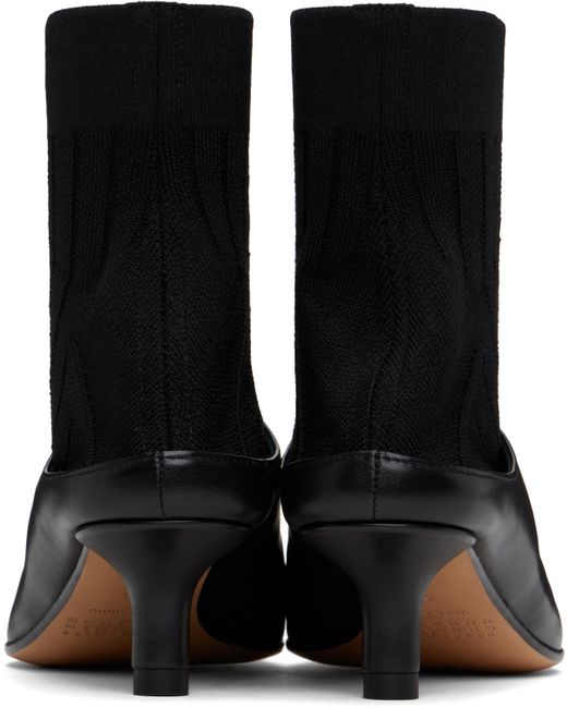 MM6 by Maison Martin Margiela Black Nappa Knit Sock Ankle Boots