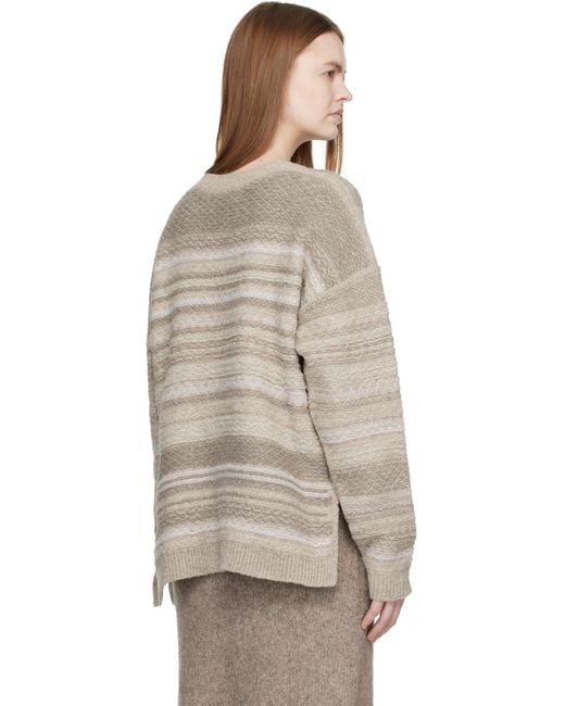 Lauren Manoogian Ssense限定 グレー ジャカード クルーネックセーター Natural