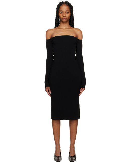 Filippa K Black Off-the-shoulder Midi Dress
