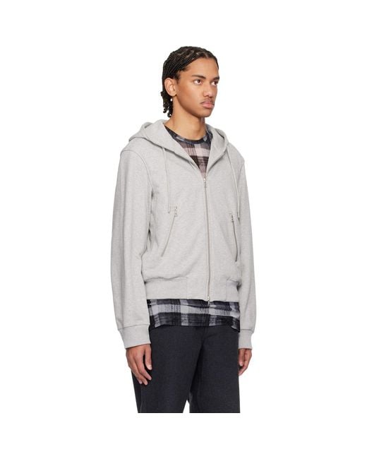 Dries Van Noten Gray Loose Zipped Hoodie for men