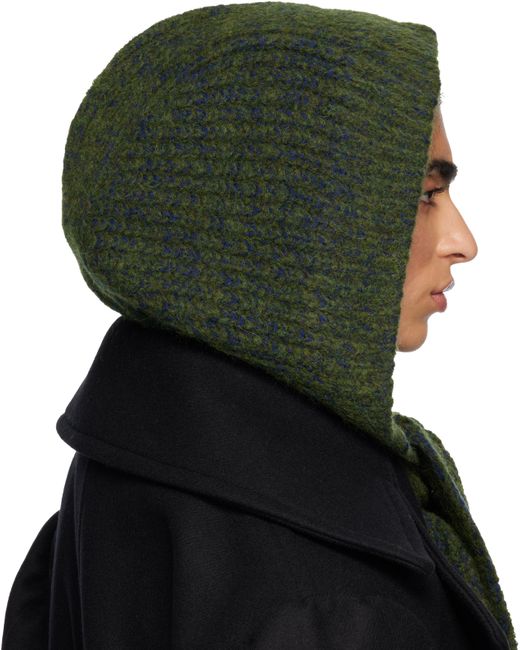 Dries Van Noten Black Hooded Wool Scarf