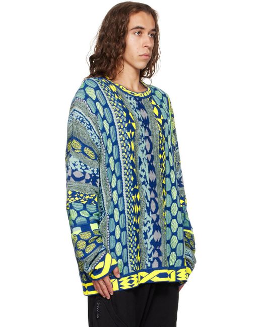 MCQ Alexander McQueen Men's Intarsia Jumper - Blue - Crew Neck