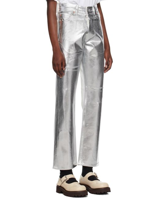 MM6 by Maison Martin Margiela Black Silver & White Coated Jeans