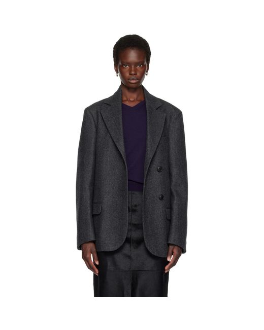 Rohe Blue Double-Breasted Herringbone Blazer