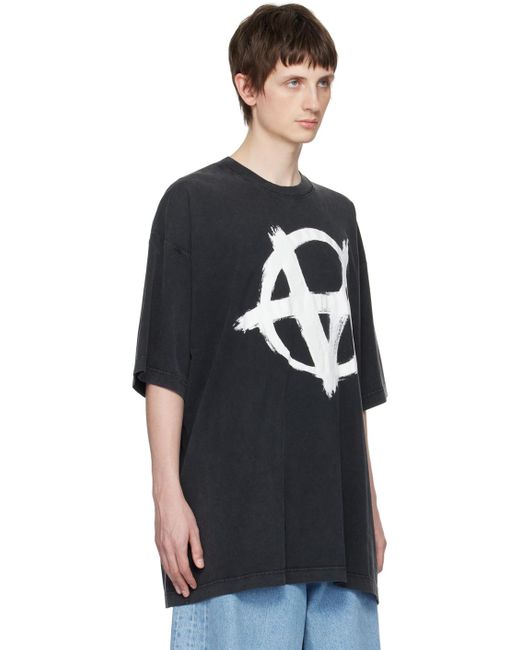 メンズ Vetements Reverse Anarchy Tシャツ Black