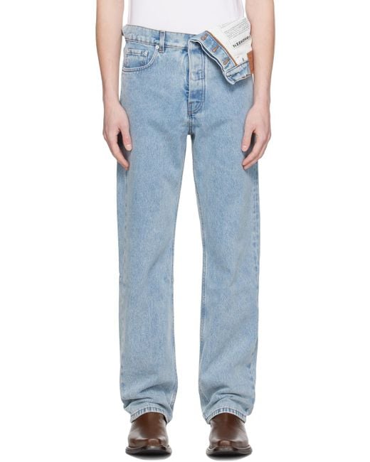 Y. Project Blue Asymmetric Waist Jeans for men