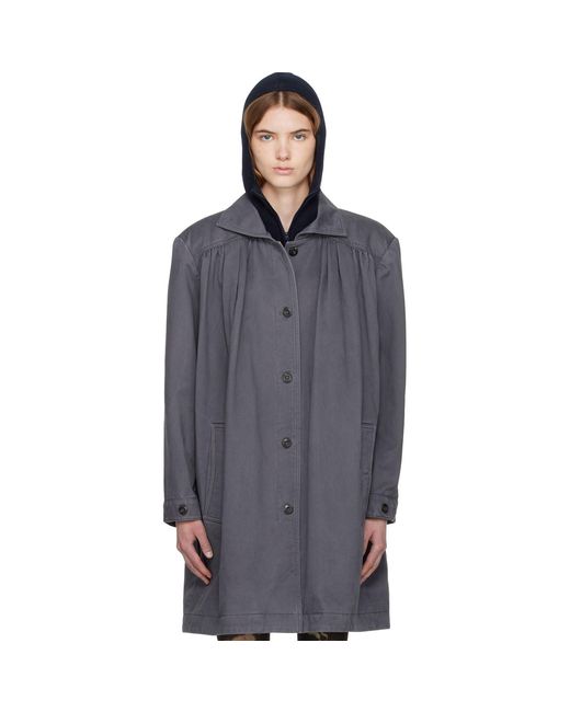 OPEN YY Blue Over Shirred Top Coat