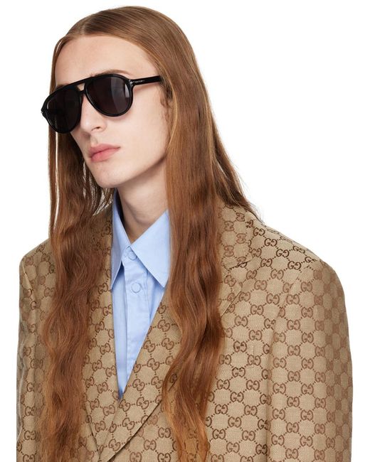 Gucci Black Navigator Sunglasses for men