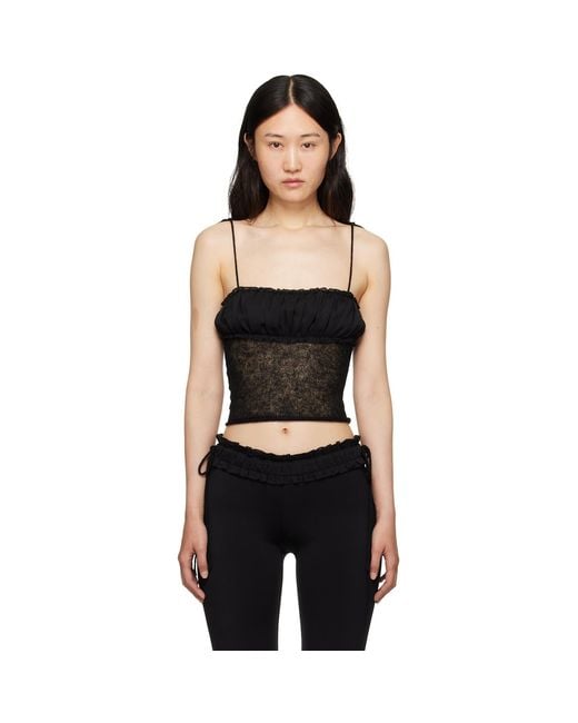 GUIZIO Black Ruched Tank Top
