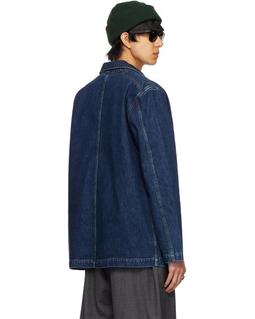 Drake's Blue Indigo Five-pocket Denim Jacket for men
