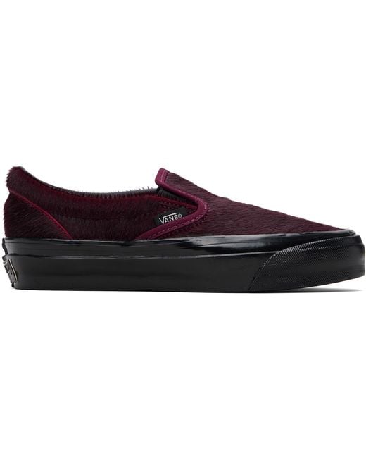 Vans Black Burgundy Premium Classic Slip-On Sneakers