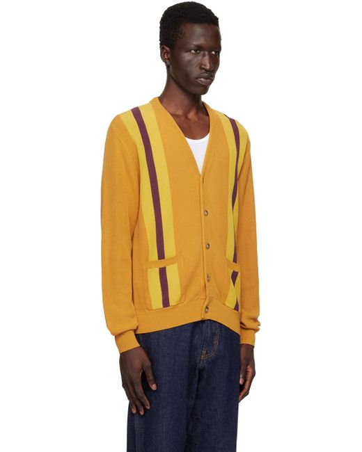 Beams Plus Orange Stripe Cardigan for men