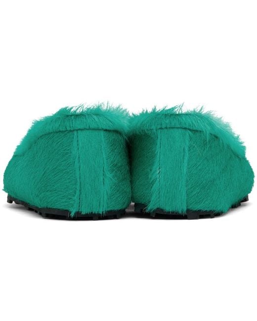 Marni Green Calf-Hair Moc Loafers for men