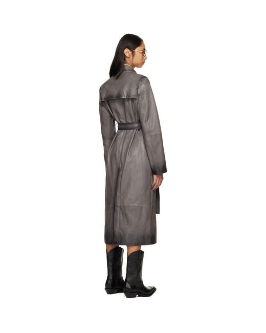 Acne Black Ombré Leather Trench Coat