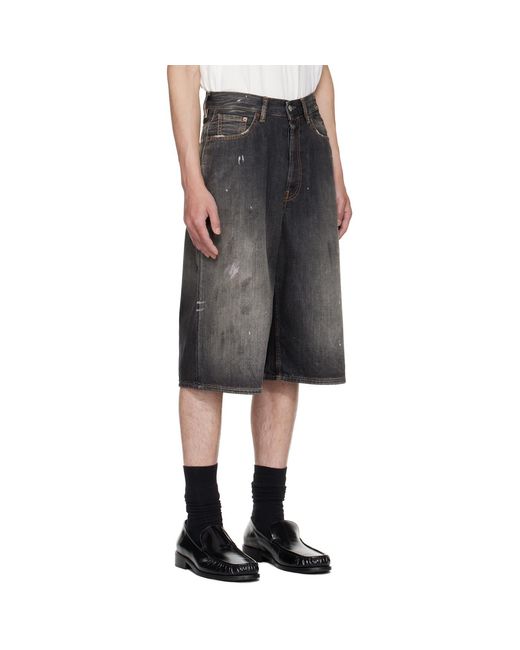 Acne Black Faded Denim Shorts for men