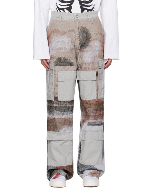 Who Decides War White Darning Cargo Pants for men