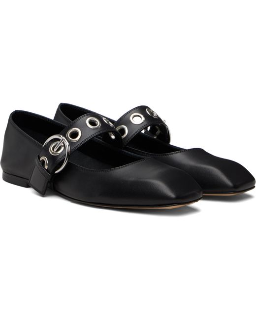 Aeyde ブラック Uma アイレット レザー メリージェーン フラットシューズ Black