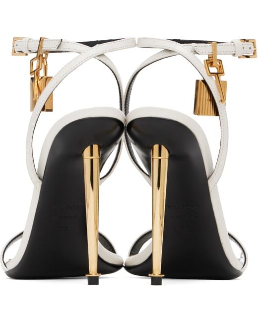 Tom Ford ホワイト Padlock Pointy Naked ヒールサンダル White