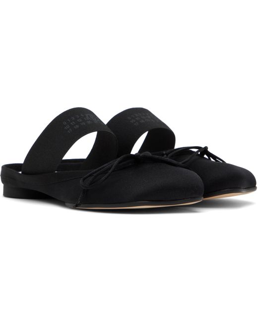 MM6 by Maison Martin Margiela Black Satin Anatomic Logo Ballerina Slippers