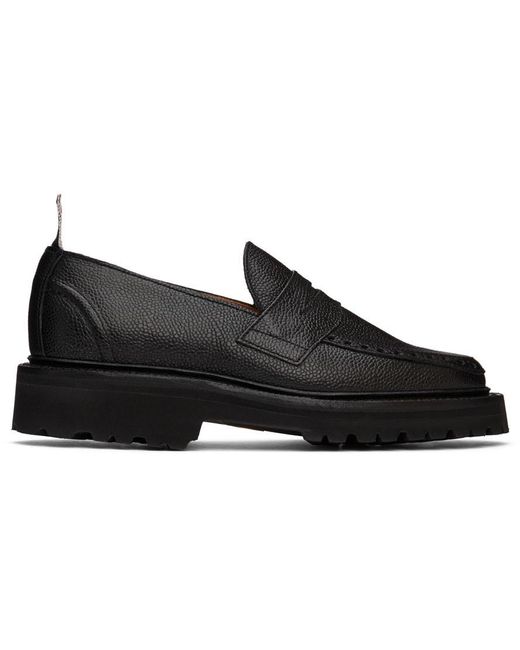 Thom Browne Black Commando Sole Penny Loafers