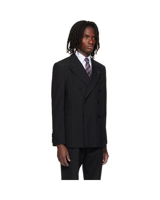 Valentino Black Double-Breasted Wool Blazer for men