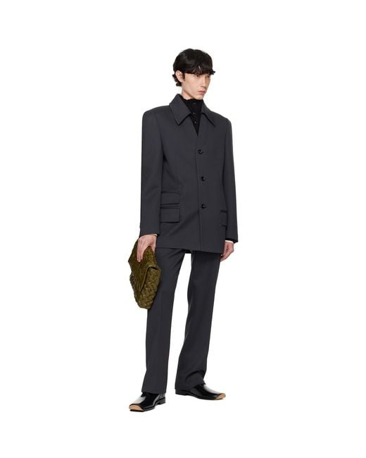 Bottega Veneta Black Wool Stretch Tricotine Blazer for men
