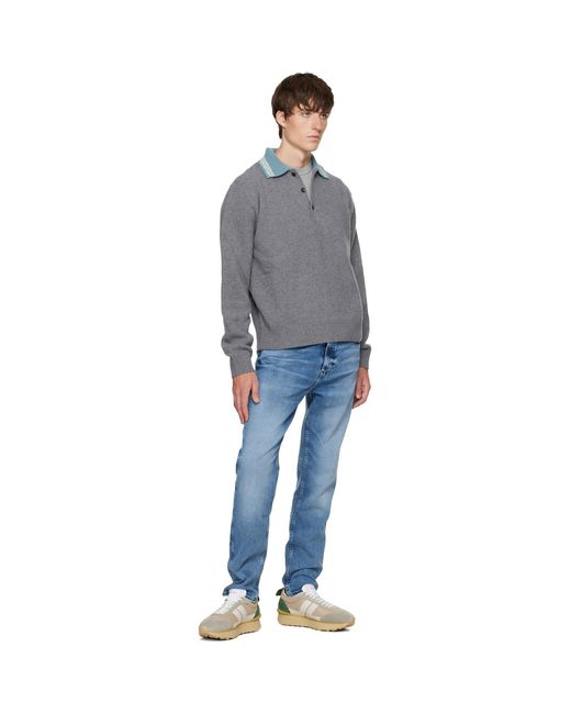 Versace Gray Wool & Cashmere Knit Polo for men