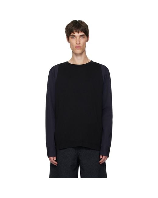 Dries Van Noten Black Contrast Sleeves T-Shirt for men