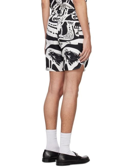 Rhude Black & White Strada Shorts for men