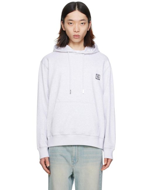 Wooyoungmi White Gray Printed Hoodie for men