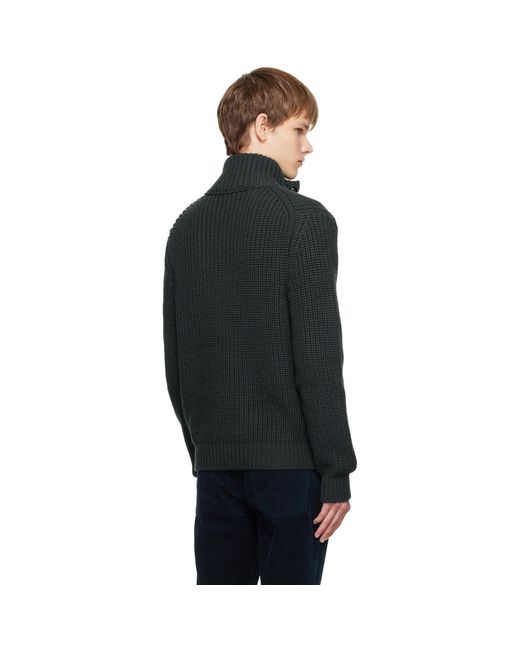 Tom Ford Black Cashmere Wool Half Button Sweater for men