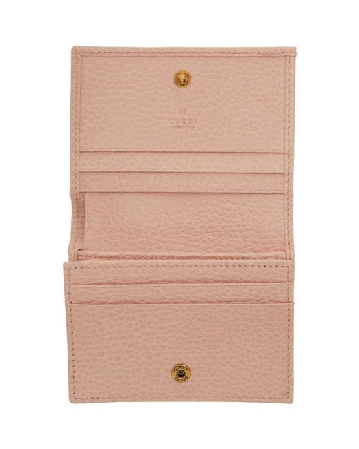 GUCCI Butterfly Leather Card Case Wallet Pink 499361-US