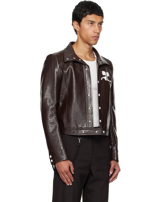 メンズ Courreges ブラウン Reedition ビニール ジャケット Black