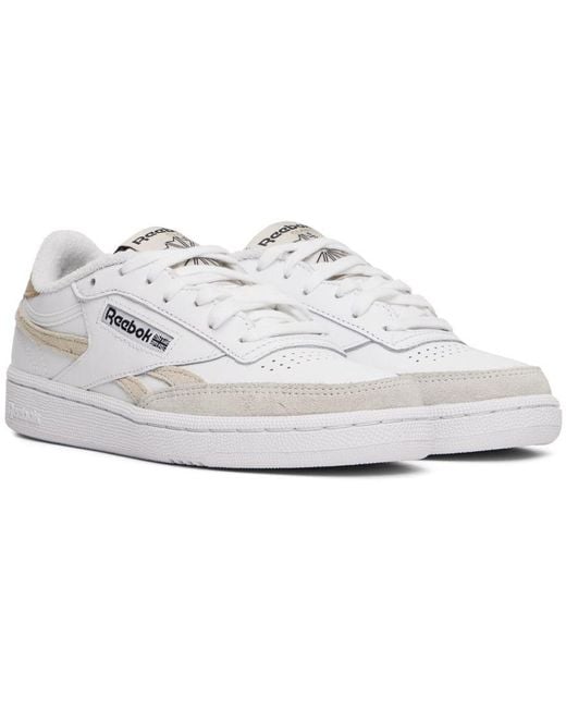 reebok club c revenge sneakers in white and beige
