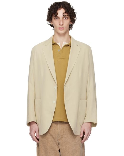 AURALEE Khaki Light Cotton Wool Viyella Blazer in Natural for Men