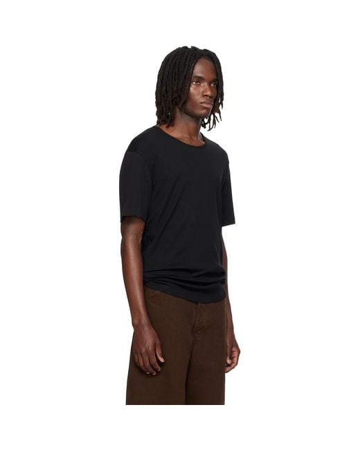 Lemaire Black Scoop-Neck T-Shirt for men