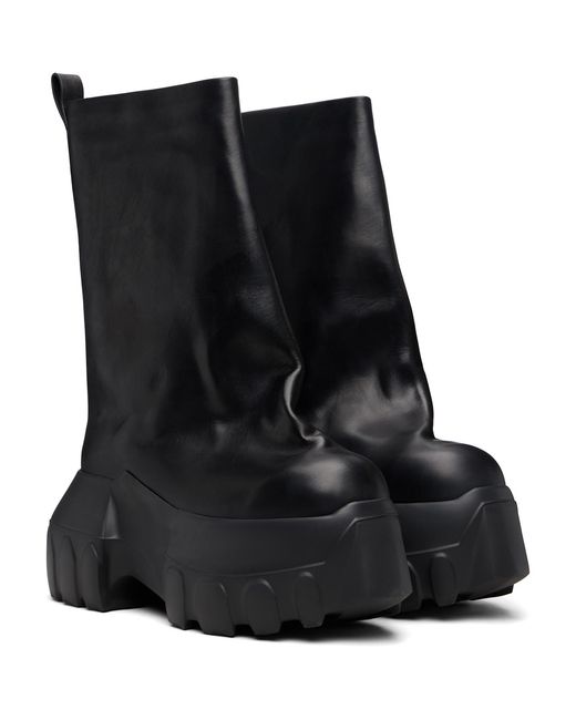 Rick Owens Black Temple Flared Mega Tractor Boots for men