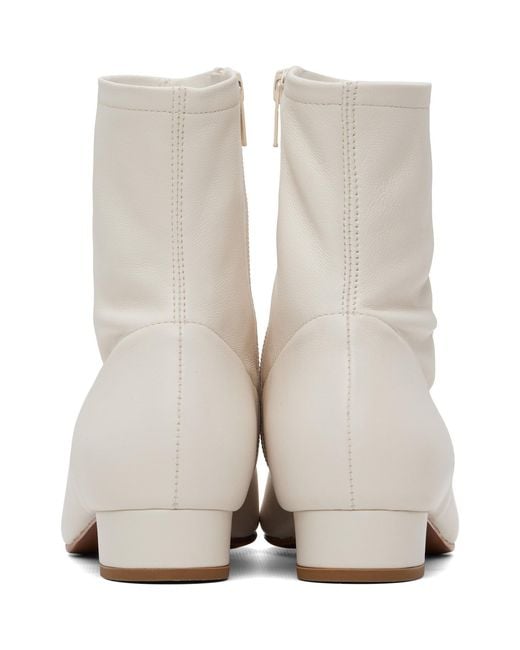 By Far Natural Este Leather Ankle Boots