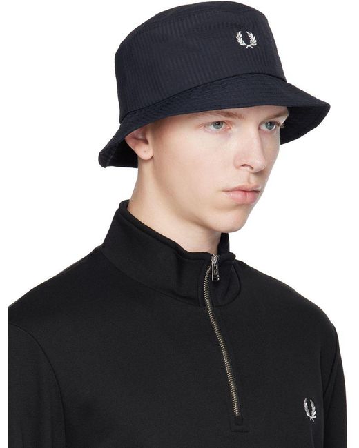 Fred Perry Dual Branded Bucket Hat in Black for Men | Lyst