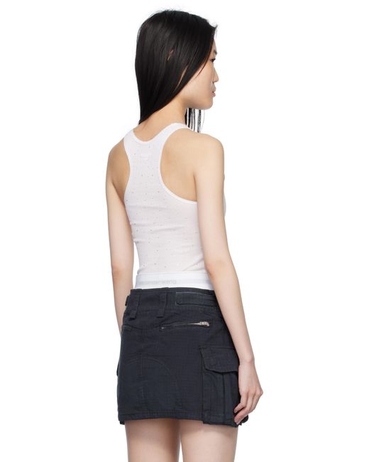 Alexander Wang Black Crystal Hotfix Racer Tank Top