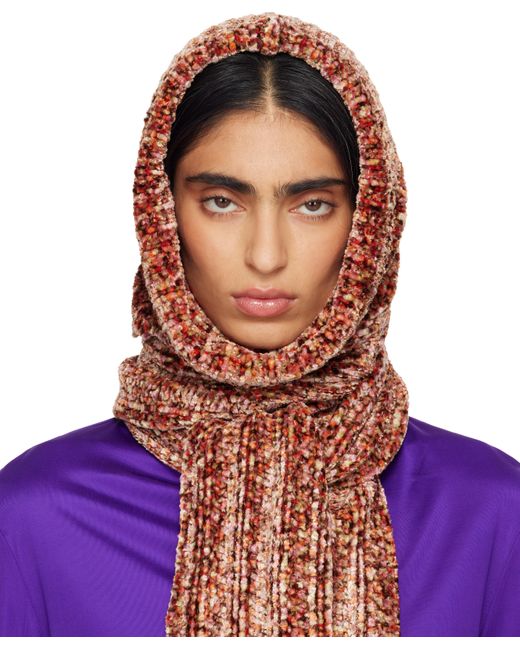 Dries Van Noten Purple Hooded Scarf