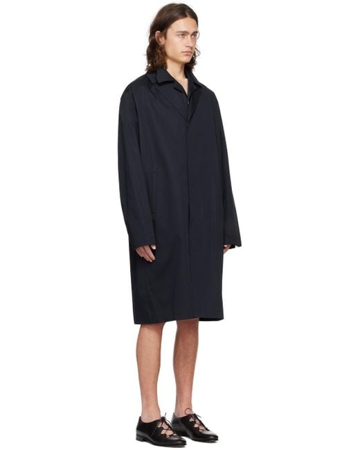 Rohe Black Notched Lapel Trench Coat for men