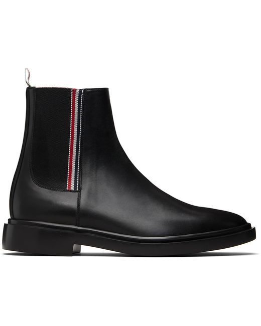 Thom Browne Black Vitello Calf Rwb Rubber Sole Chelsea Boots for men