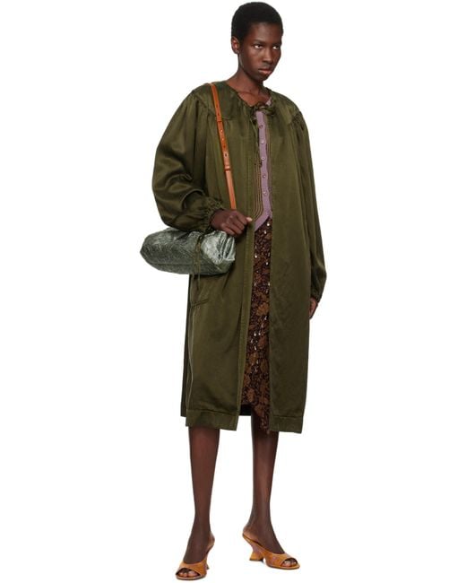 Dries Van Noten グレー Crushed クラッチバッグ Green