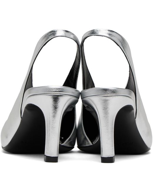 Chaussures à petit talon argentées à bride arrière Jil Sander en coloris Black
