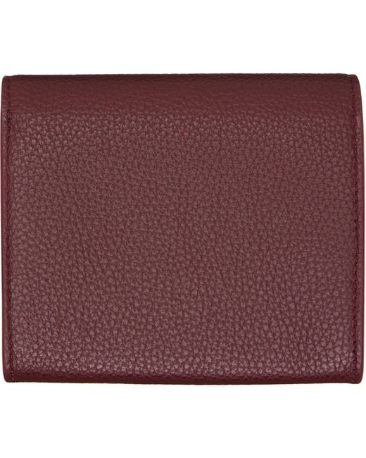Marni Purple Burgundy Mending' Leather Flap Card Holder for men