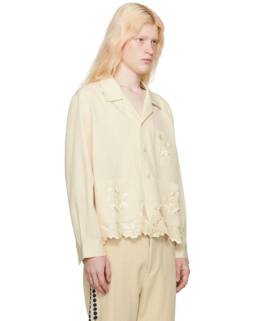 Bode Natural Off-white Scalloped Acorn Shirt for men