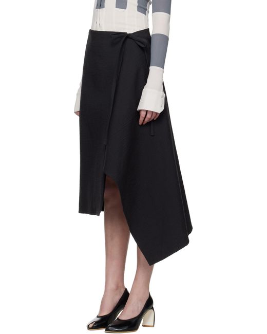 Tory Burch Black Cotton Wrap Midi Skirt