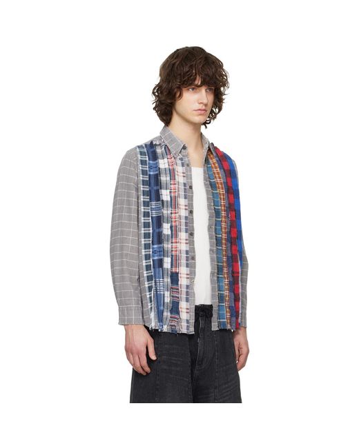 Needles Blue Flannel Ribbon Shirt for men