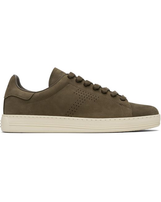 Tom Ford Black Khaki Nubuck Warwick Sneakers for men